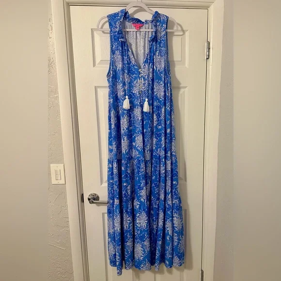 Lilly Pulitzer Malone Cotton Maxi Dress 🤍💙 - Picture 3 of 14